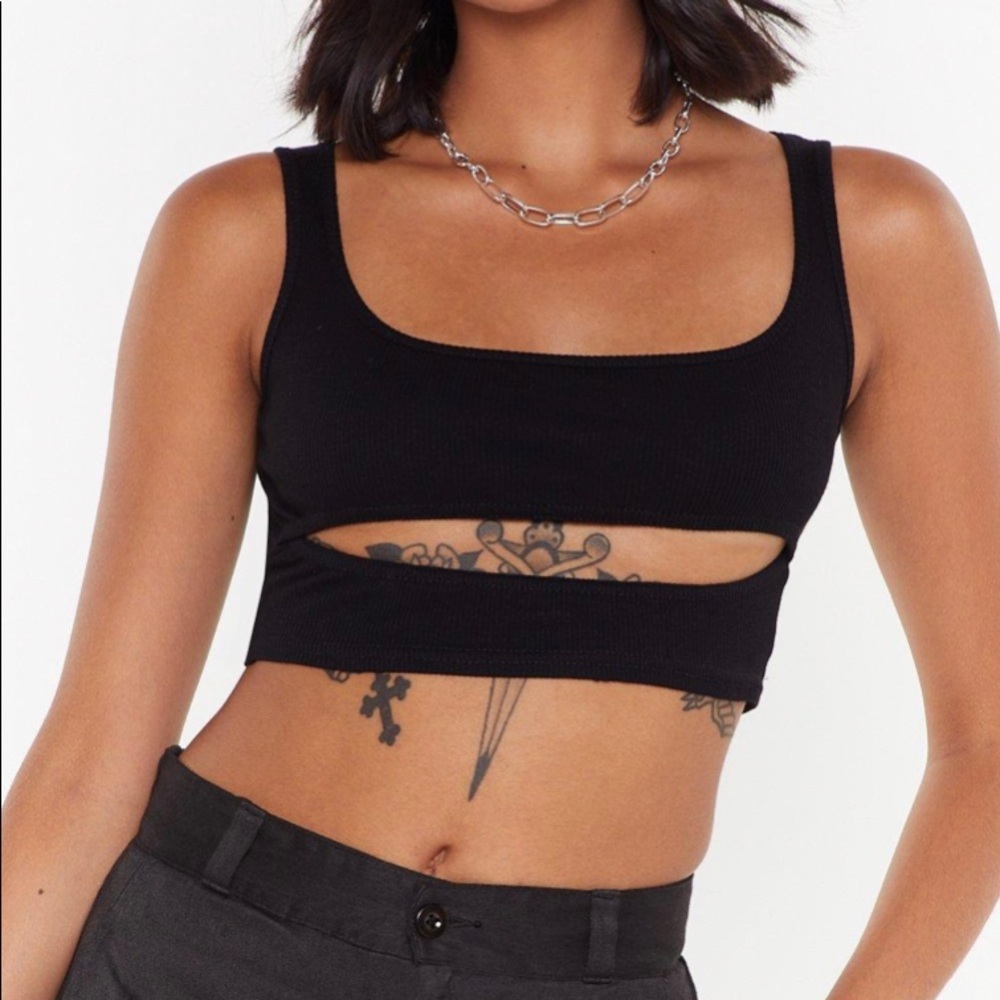 Nastygal Cut Out Ribbed Crop Top